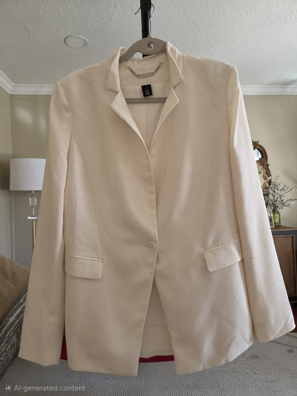 White House Black Market Cream Single-Button Blazer